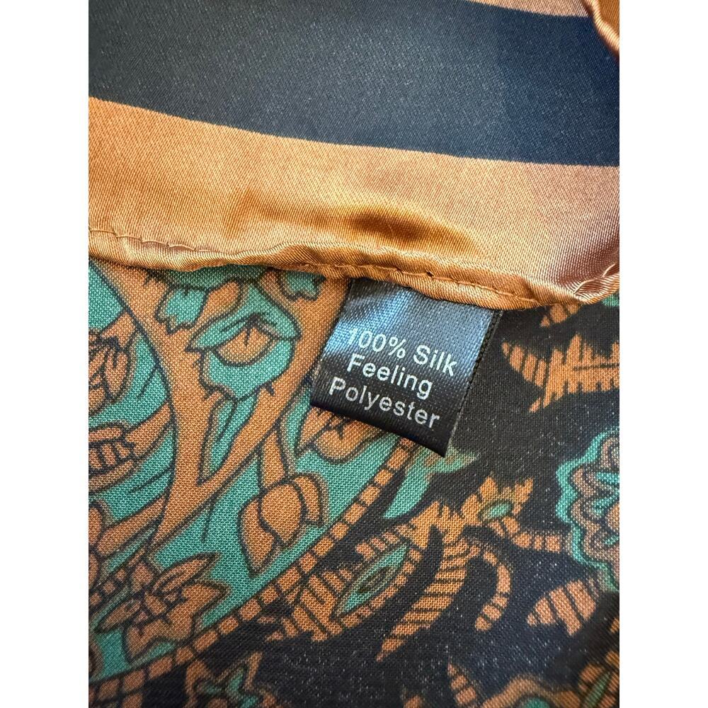 VINTAGE Large Brown/Green Paisley Neck Tie Scarf Wrap Shawl - Picture 5 of 7